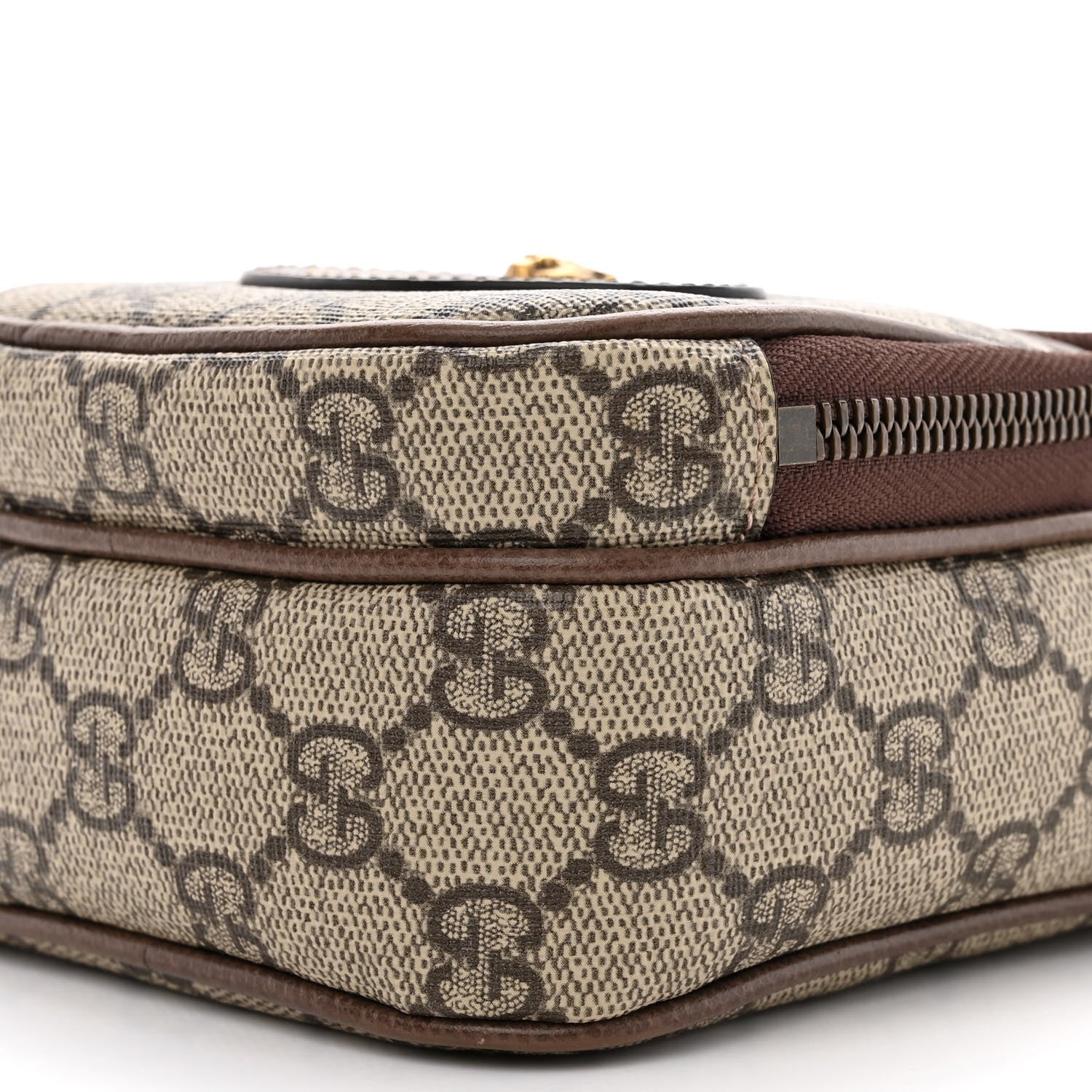 Gucci GG Supreme Monogram Mini Neo Vintage Double Zip Messenger Bag Beige New Acero Crop 11 of 12