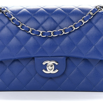 Chanel Caviar Quilted Medium Double Flap Blue 7 of 9