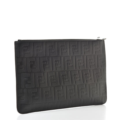Fendi Vitello Grace FF 1974 Embossed Pouch Black 3 of 7