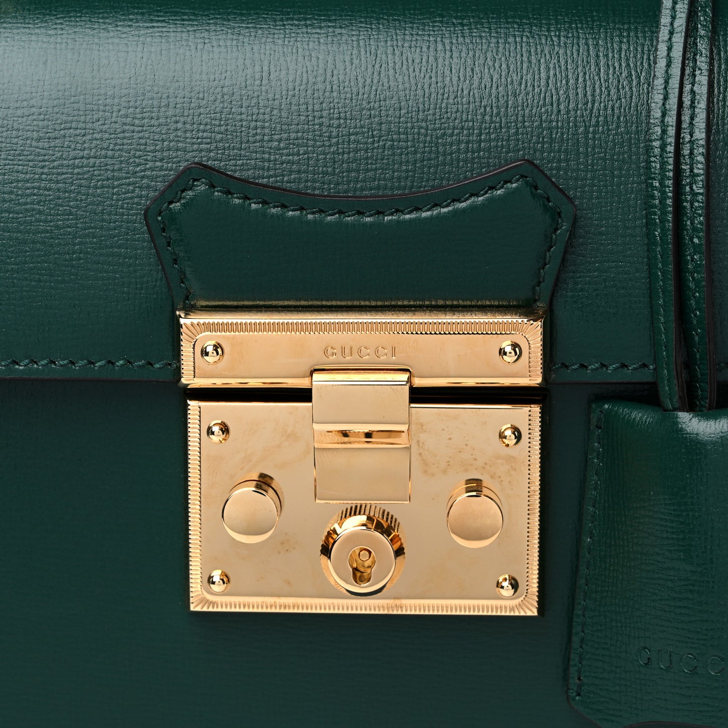Azalea Calfskin Small Padlock Bamboo Shoulder Bag Vintage Green
