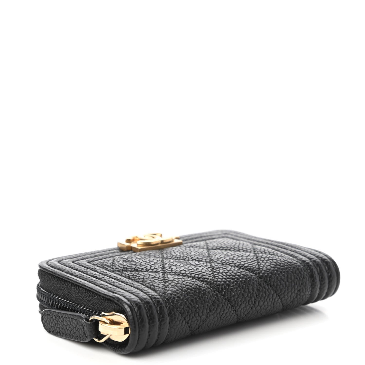 Chanel Caviar Quilted Boy Zip Around Coin Purse Wallet Black 4 of 11