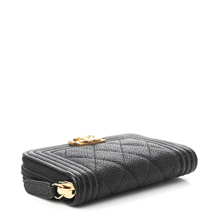 Chanel Caviar Quilted Boy Zip Around Coin Purse Wallet Black 4 of 11