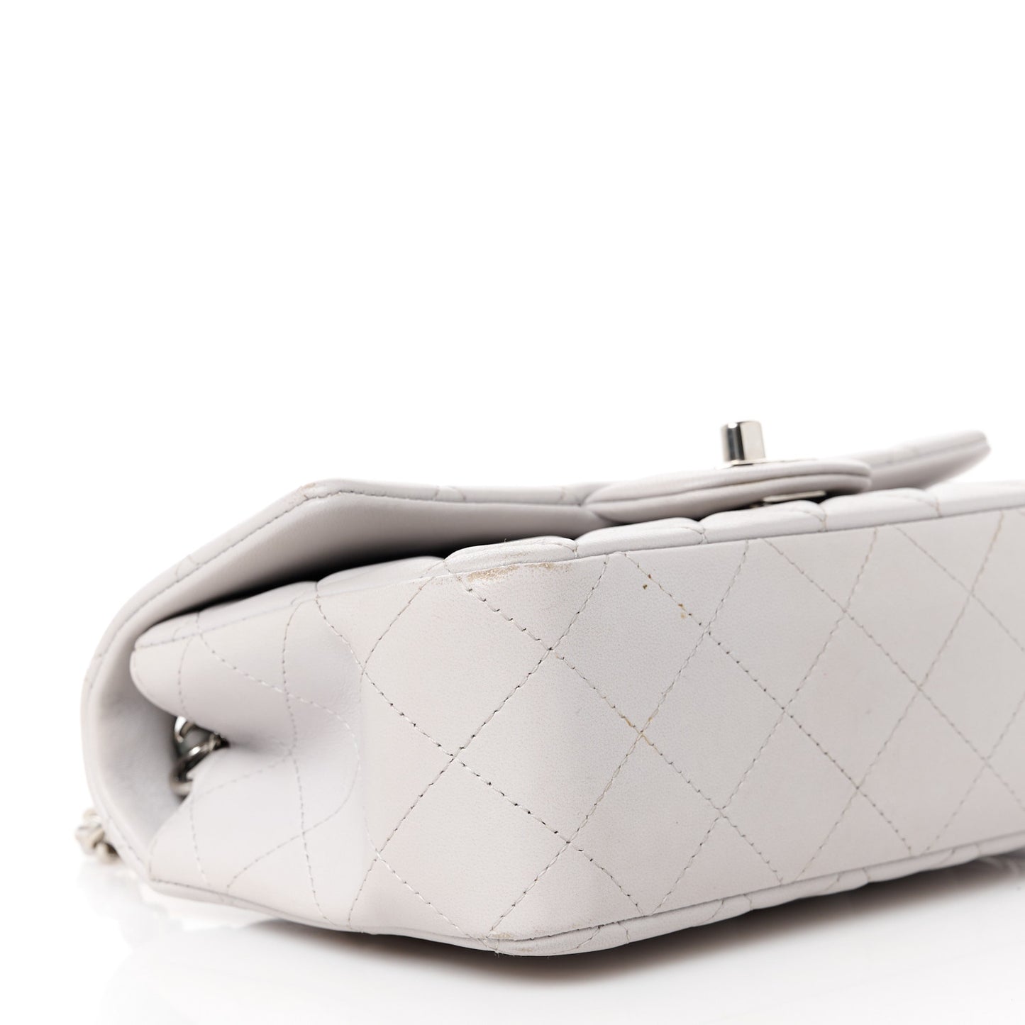 Lambskin Quilted Mini Rectangular Flap Grey