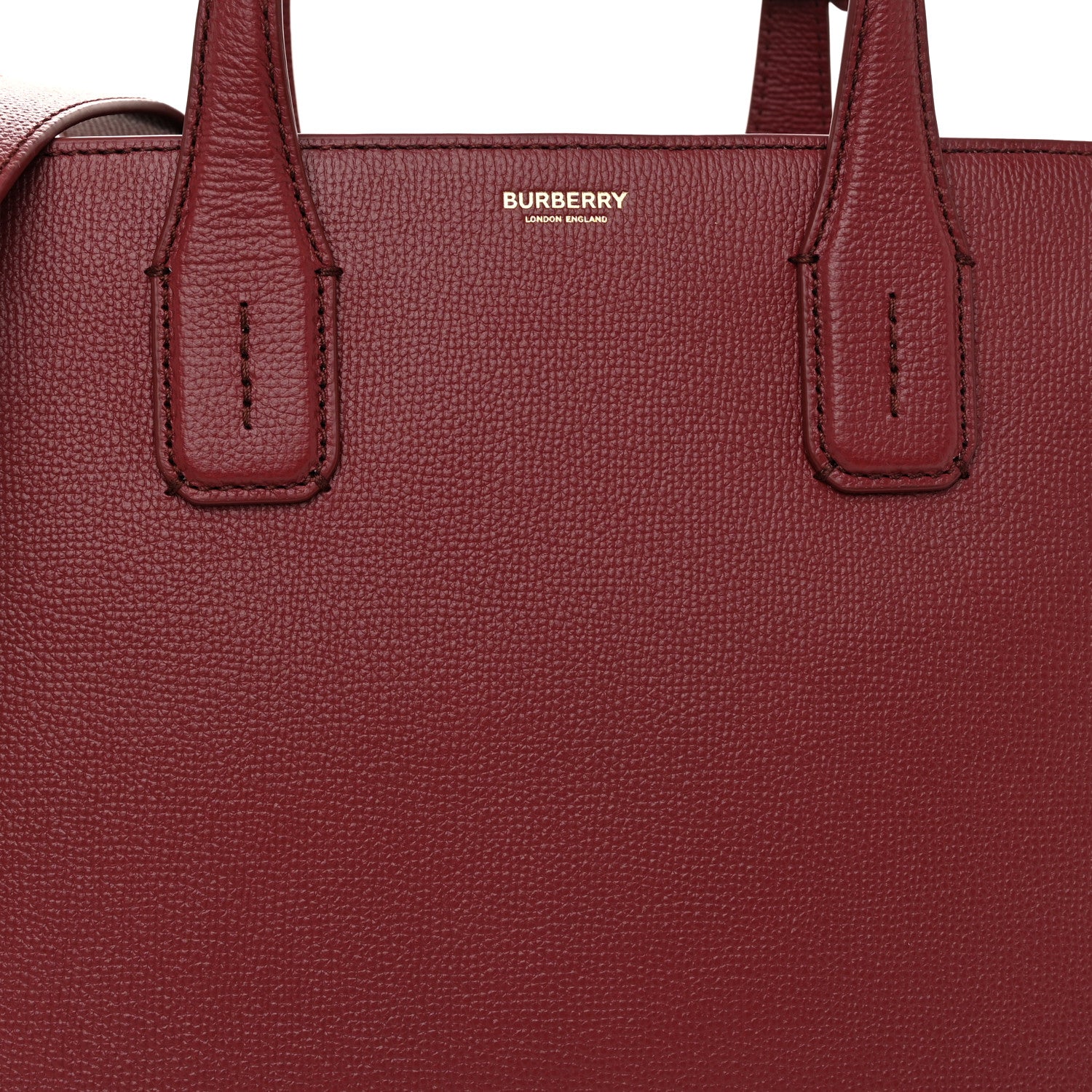 Burberry Grainy Calfskin House Check Medium Banner Tote Crimson 8 of 10