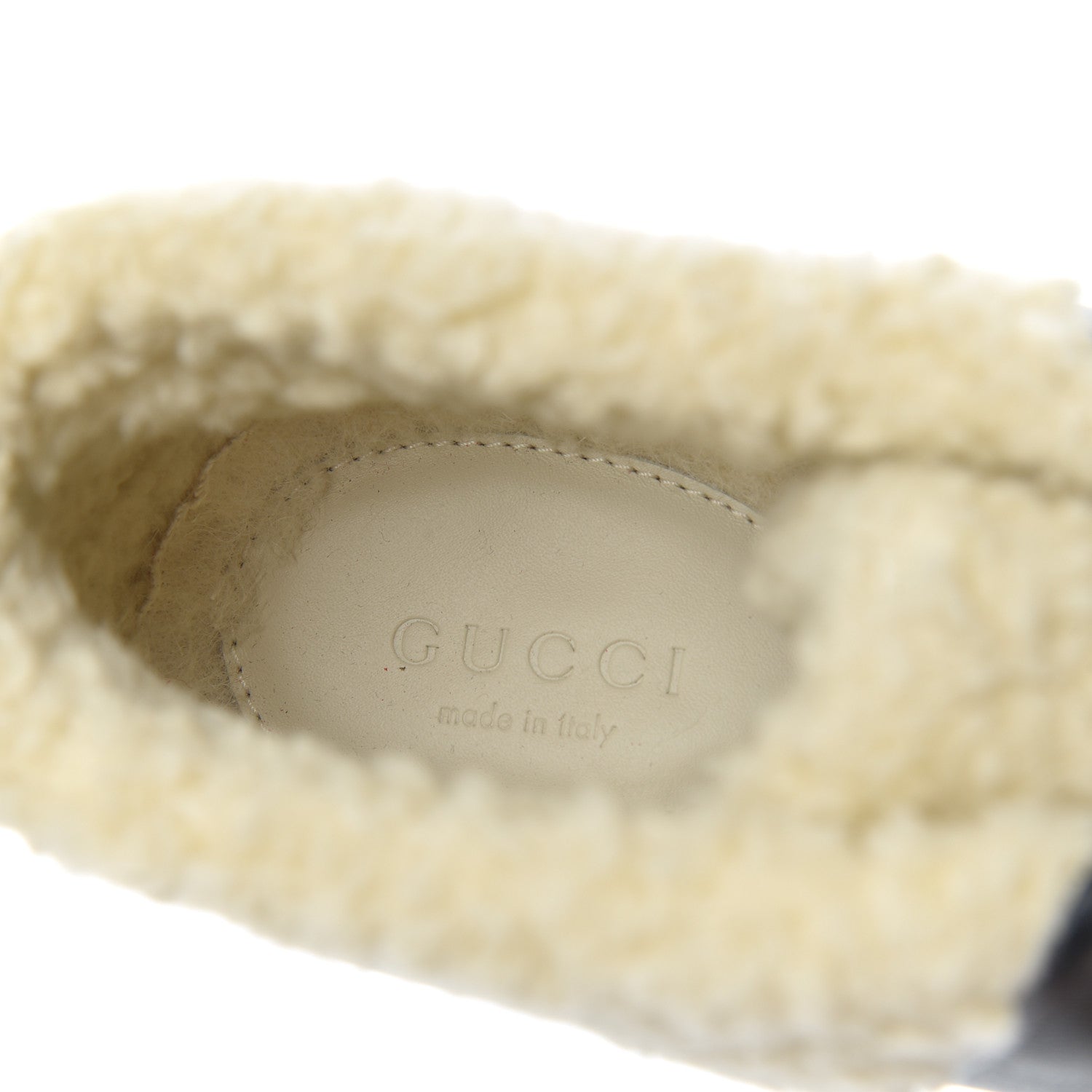 Gucci Calfskin Faux Shearling Studded Victor Ankle Boots 38 Black Mystic White 6 of 11