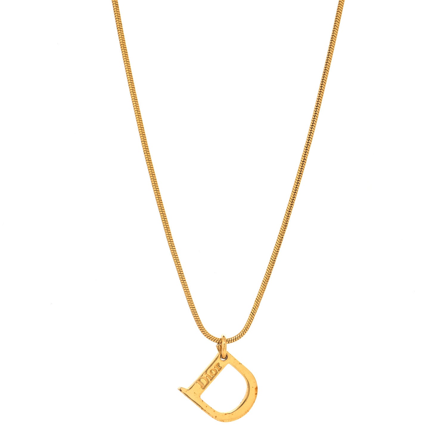 Christian Dior Metal Logo Necklace Gold 1 of 5