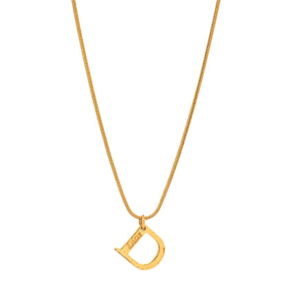 Christian Dior Metal Logo Necklace Gold 1 of 5