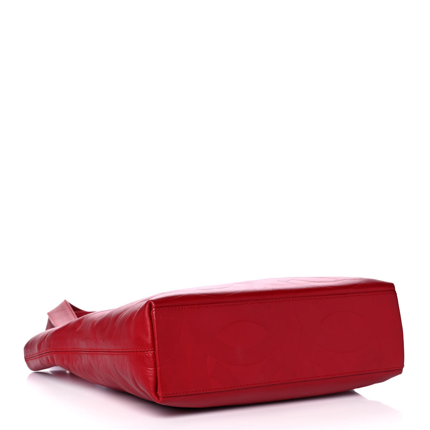 Chanel Lambskin Embossed CC Tote Red 3 of 13