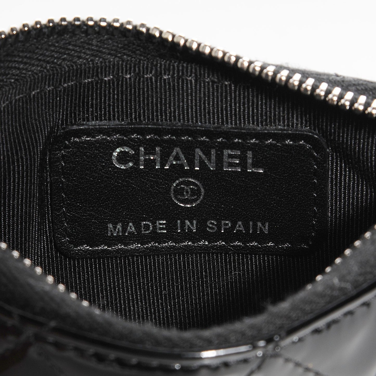 Patent Quilted Zip Coin Purse Black