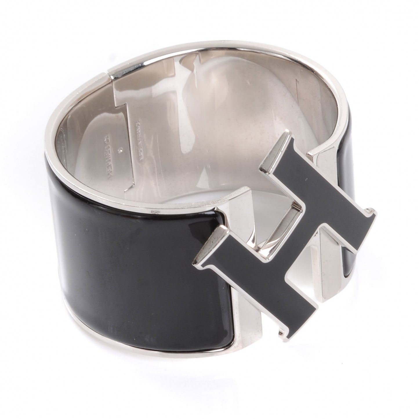 Enamel Extra Wide Clic Clac H Bracelet PM Black