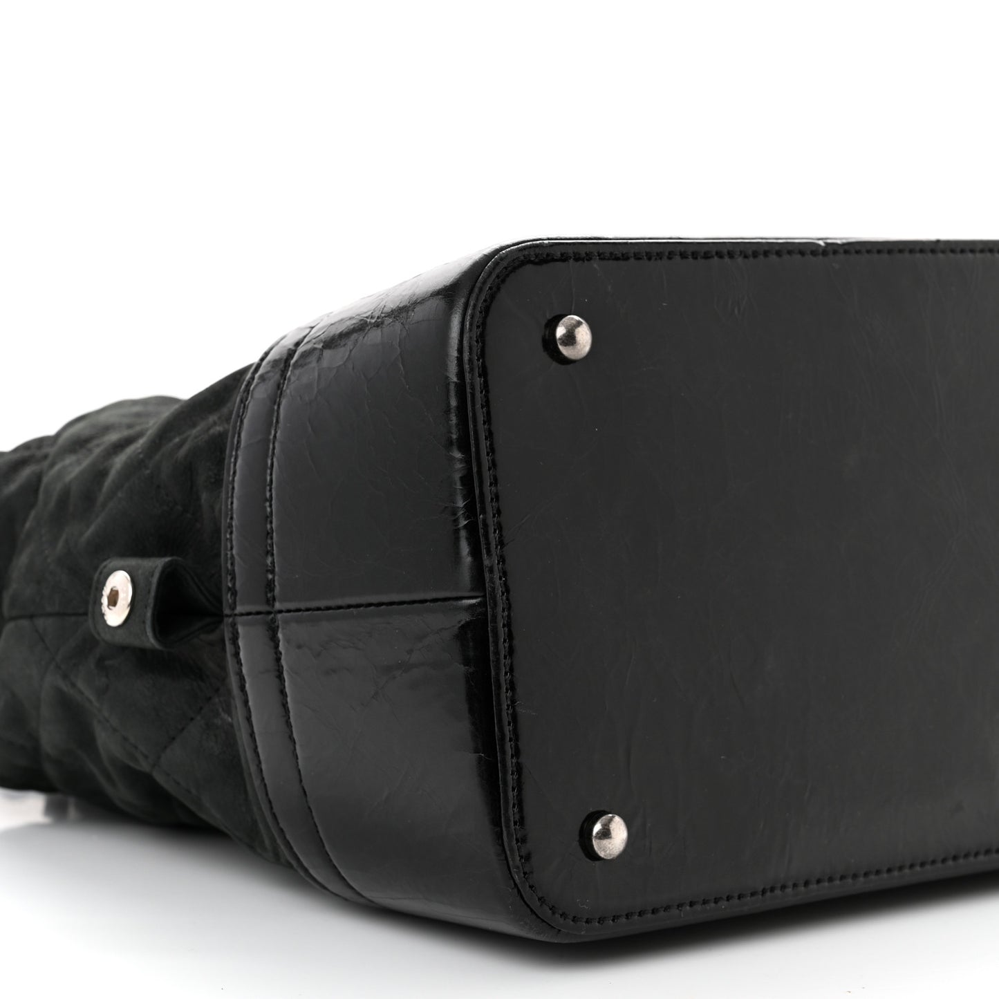 Iridescent Calfskin Quilted VIP Bowling Bag Black