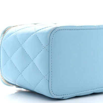 Chanel Lambskin Quilted Pearl Crush Small Vanity Case With Chain Light Blue 9 of 10