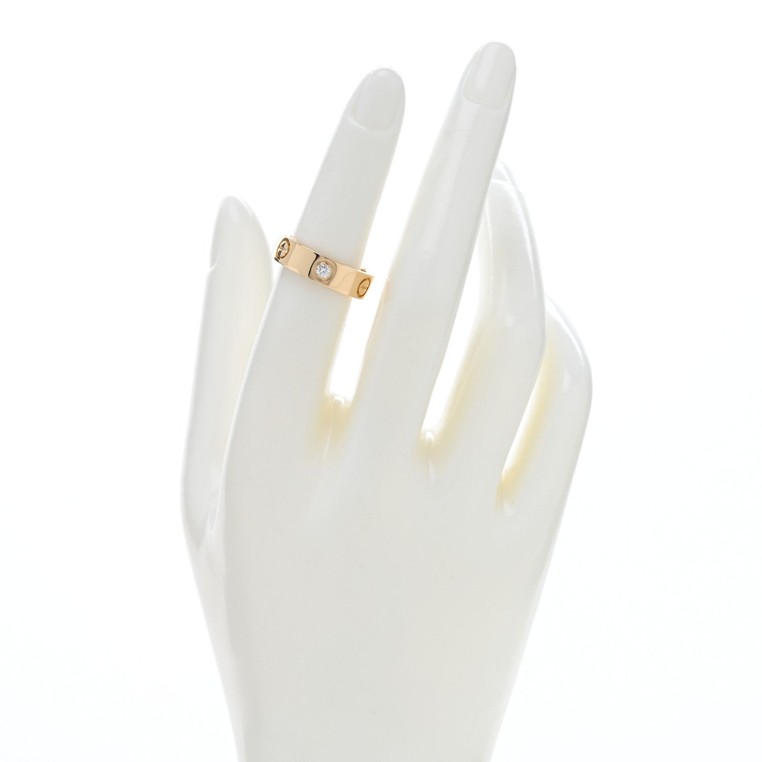 Cartier 18K Yellow Gold 3 Diamond 5.5mm LOVE Ring 51 5.75 2 of 4