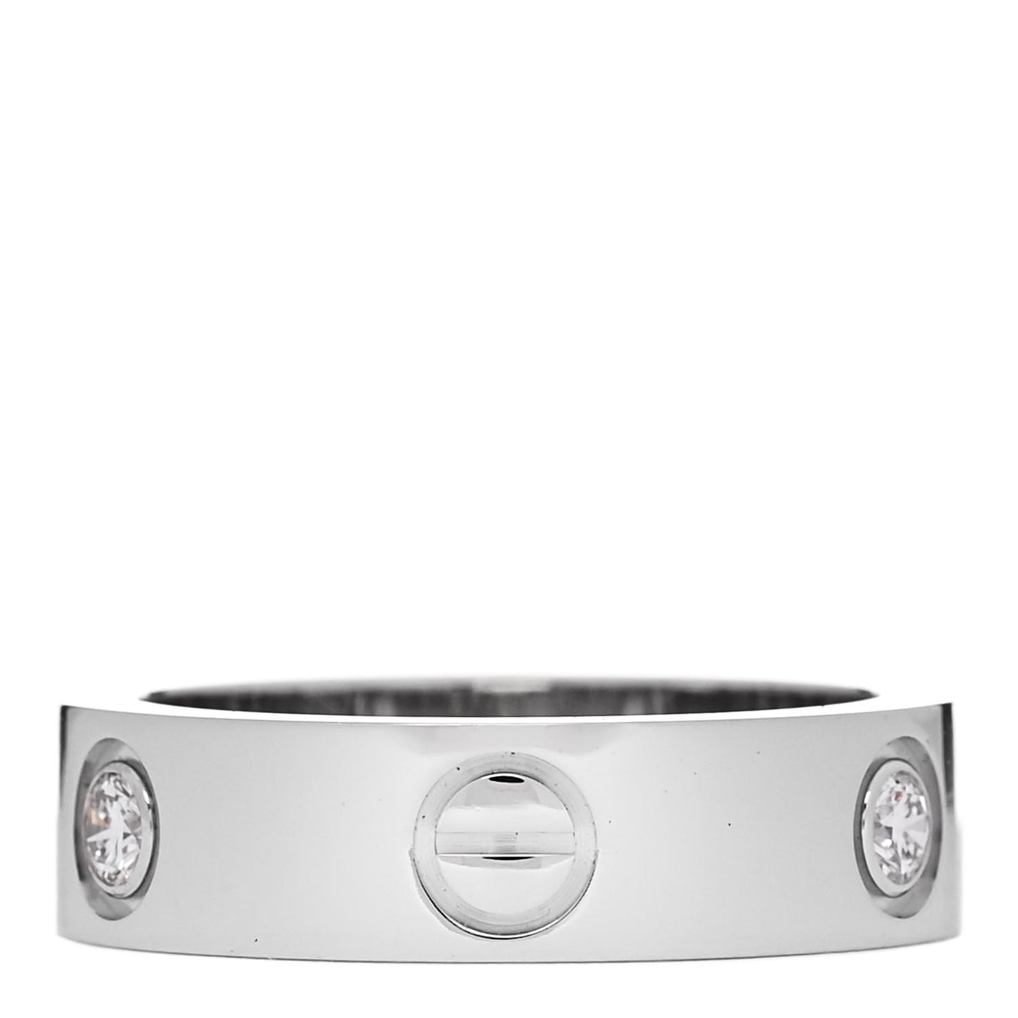 18K White Gold 3 Diamond 5.5mm LOVE Ring 54 6.75