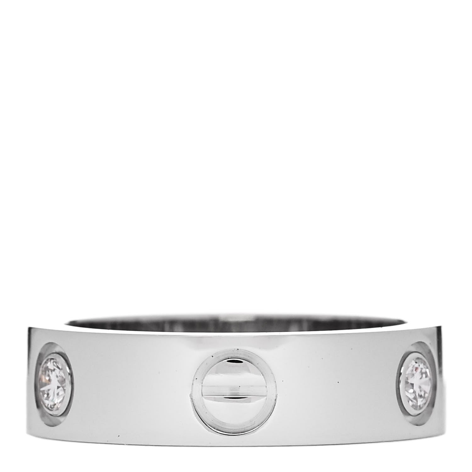 Cartier 18K White Gold 3 Diamond 5.5mm LOVE Ring 54 6.75 3 of 5