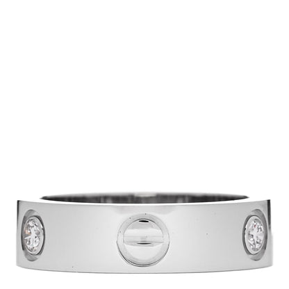 Cartier 18K White Gold 3 Diamond 5.5mm LOVE Ring 54 6.75 3 of 5