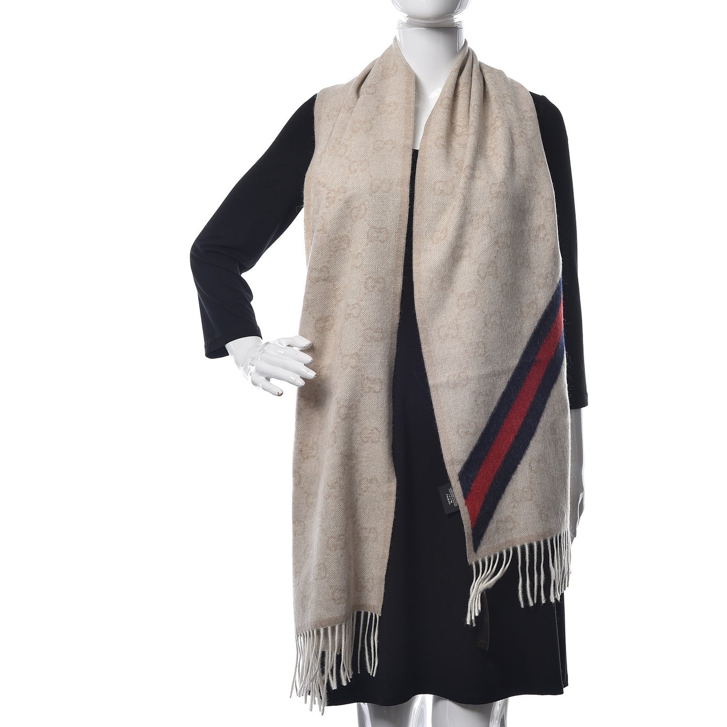 Wool Angora Monogram Web New Nikky Scarf Sand Blue