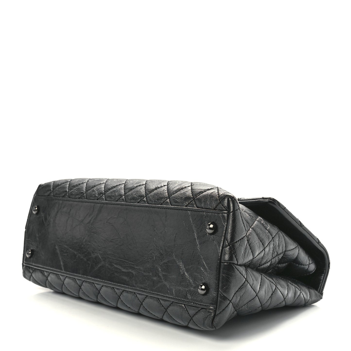 Aged Calfskin Quilted Medium Coco Handle Flap So Black