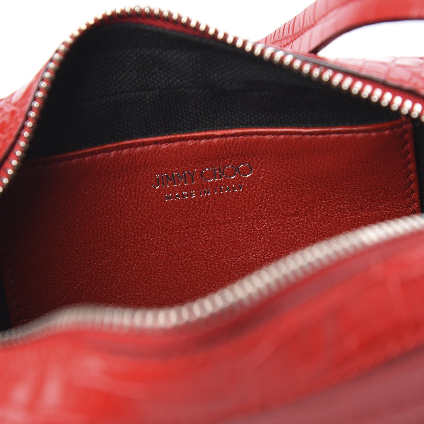 Calfskin Crocodile Embossed Mini Hale Crossbody Red