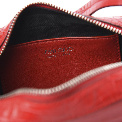 Jimmy Choo Calfskin Crocodile Embossed Mini Hale Crossbody Red 5 of 8