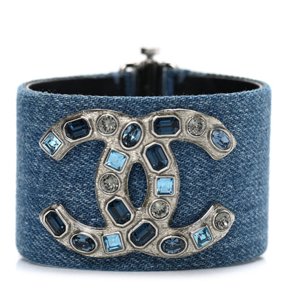 Chanel Denim Crystal CC Cuff Multicolor Blue 1 of 5