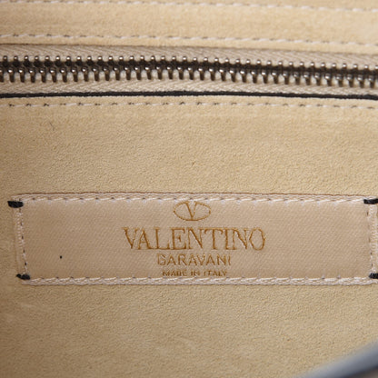 Valentino Garavani Pebbled Calfskin Onyx Medium Guitar Strap Rockstud Rolling Flap Saddle Bag Ivory 6 of 9
