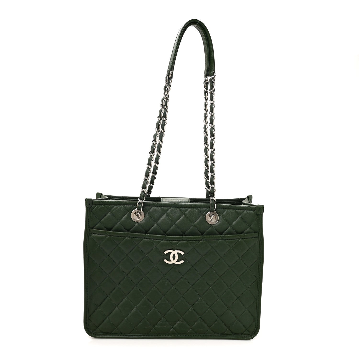 Chanel Aged Calfskin Quilted Large Working Vibe Camera Case Khaki 1 of 18