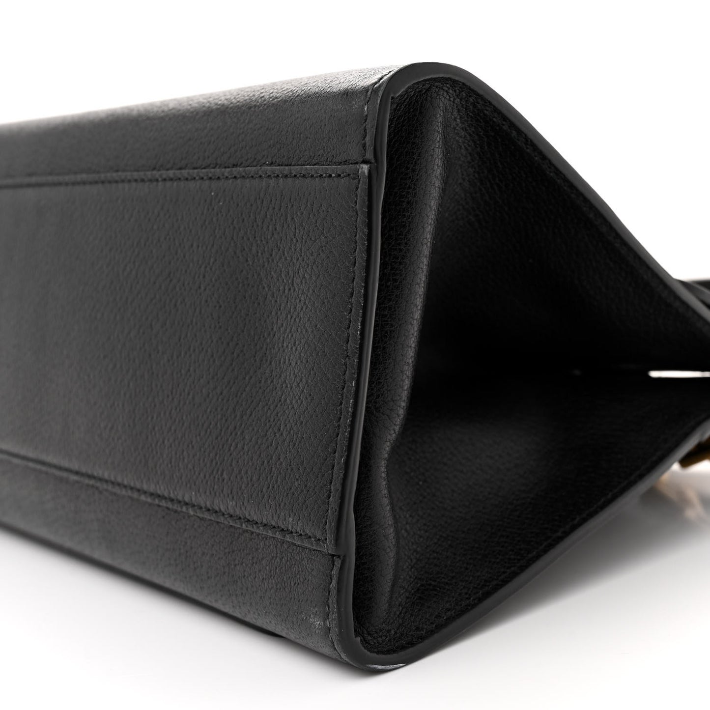 Grained Calfskin Web Crystal Butterfly Stripe Medium Totem Top Handle Bag Black