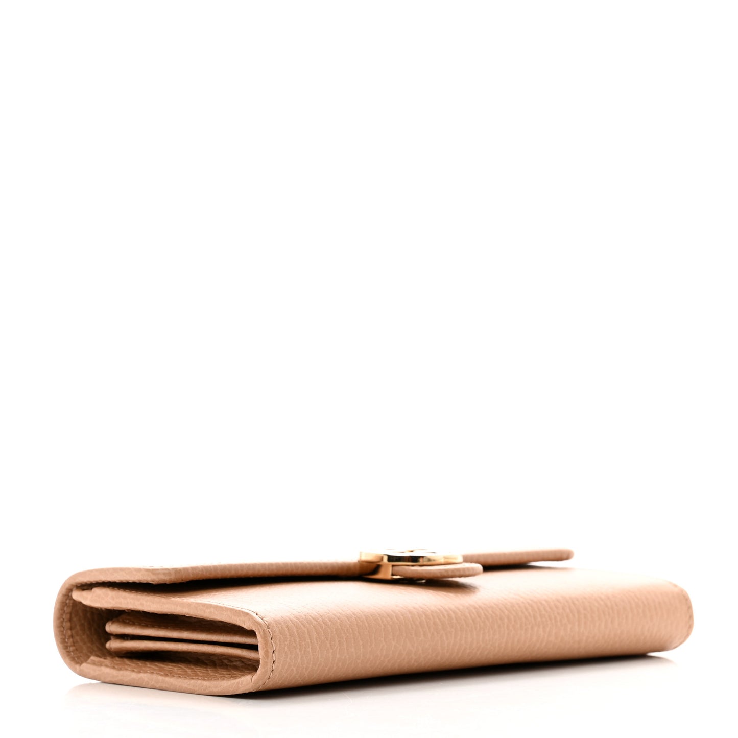 Dollar Calfskin Interlocking G Continental Wallet Camelia