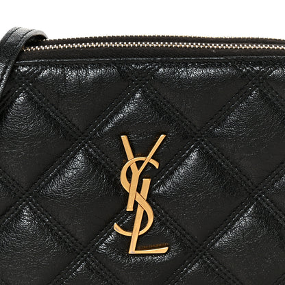 Saint Laurent Grained Lambskin Quilted Mini Becky Double Zip Bag Black 10 of 12
