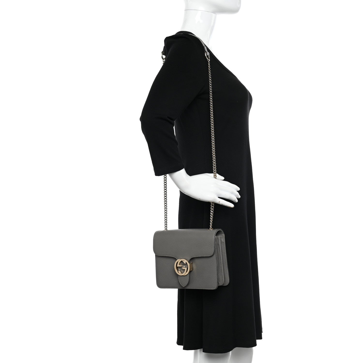 Gucci Dollar Calfskin Small Interlocking G Shoulder Bag Loess 2 of 11