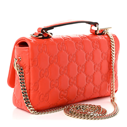 Gucci Lambskin Embossed Mini GG Milano Top Handle Shoulder Bag Orange 3 of 10