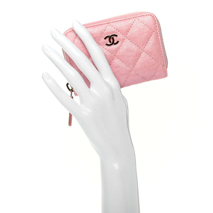 Chanel Iridescent Caviar Quilted Zip Coin Purse Pink 2 of 9