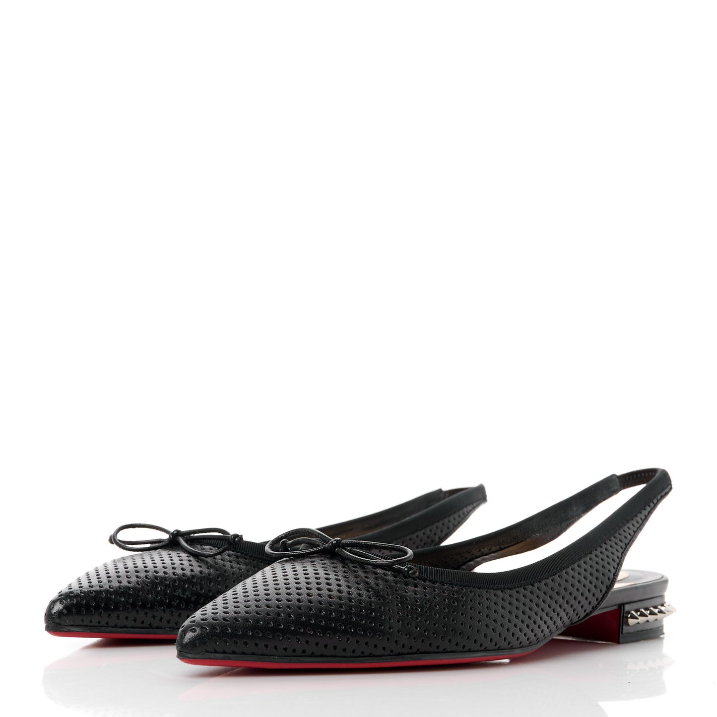 Nappa Spiked Hall Slingback Flats 39.5 Black