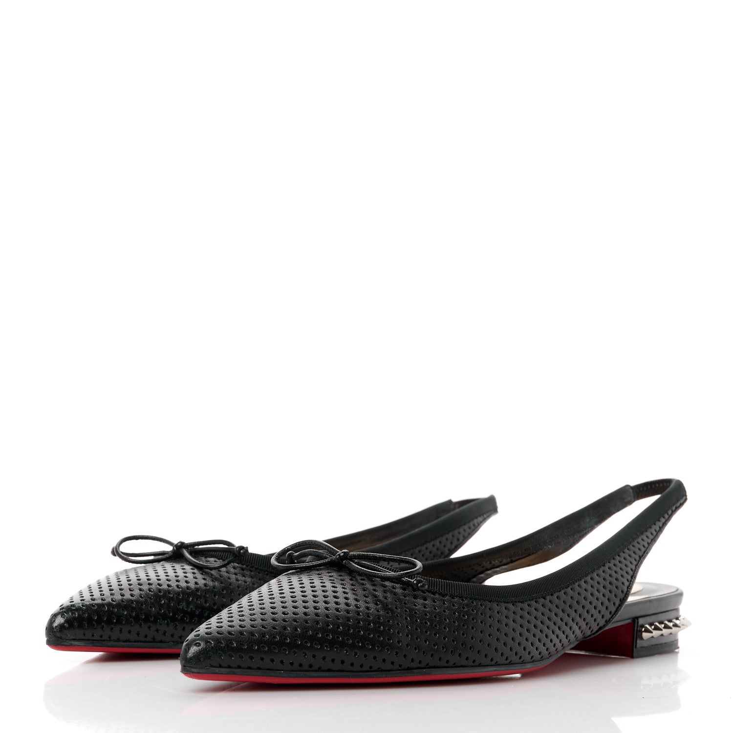 Christian Louboutin Nappa Spiked Hall Slingback Flats 39.5 Black 3 of 10