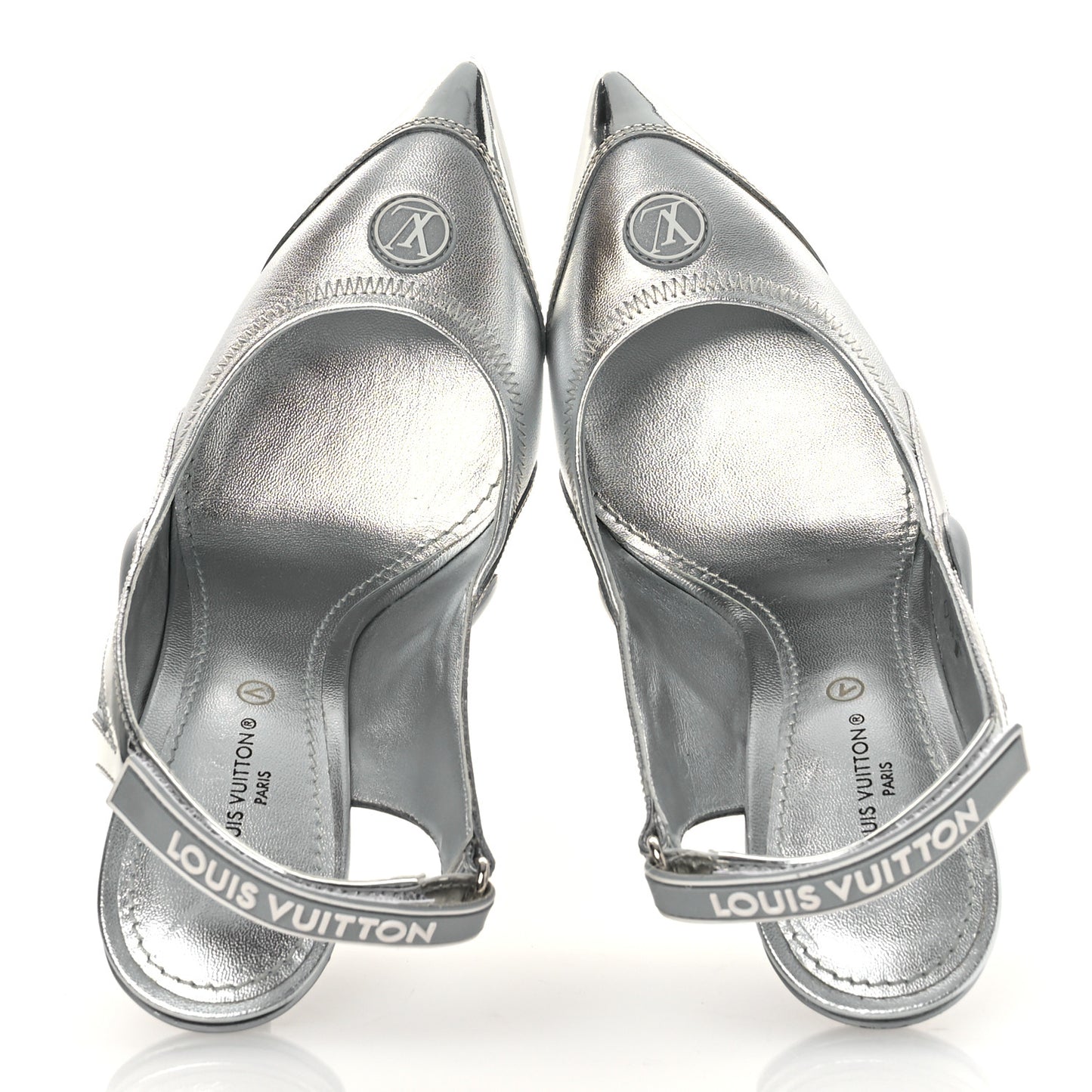Metallic Lambskin Archlight Slingback Pumps 37 Argent