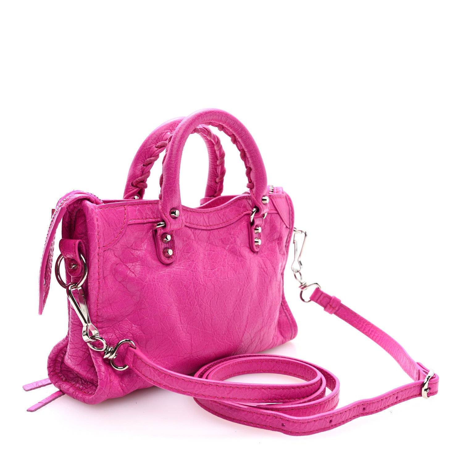 Balenciaga Agneau Classic Silver Hardware Nano City Fuchsia 4 of 10