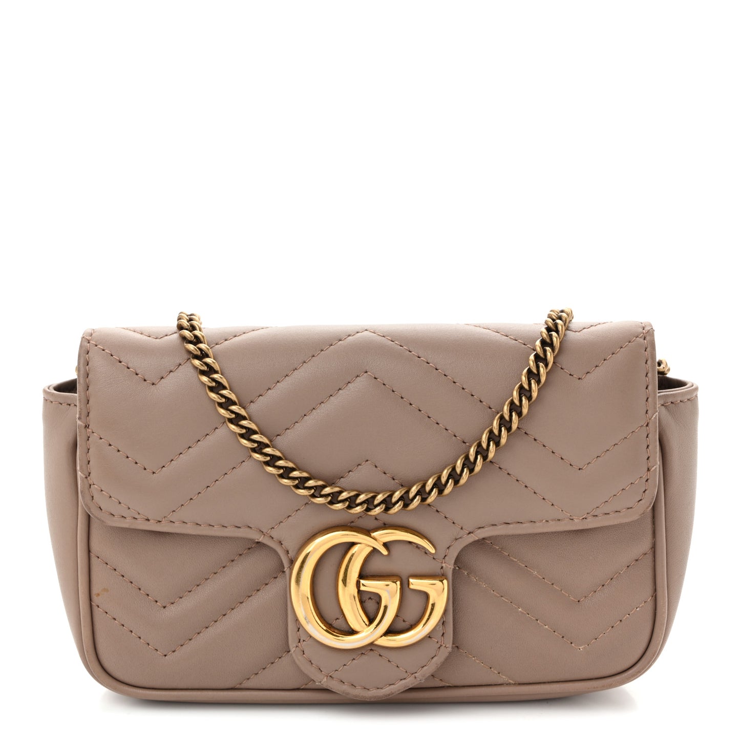 Calfskin Matelasse Super Mini GG Marmont Shoulder Bag Porcelain Rose