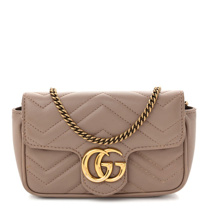 Gucci Calfskin Matelasse Super Mini GG Marmont Shoulder Bag Porcelain Rose 1 of 11
