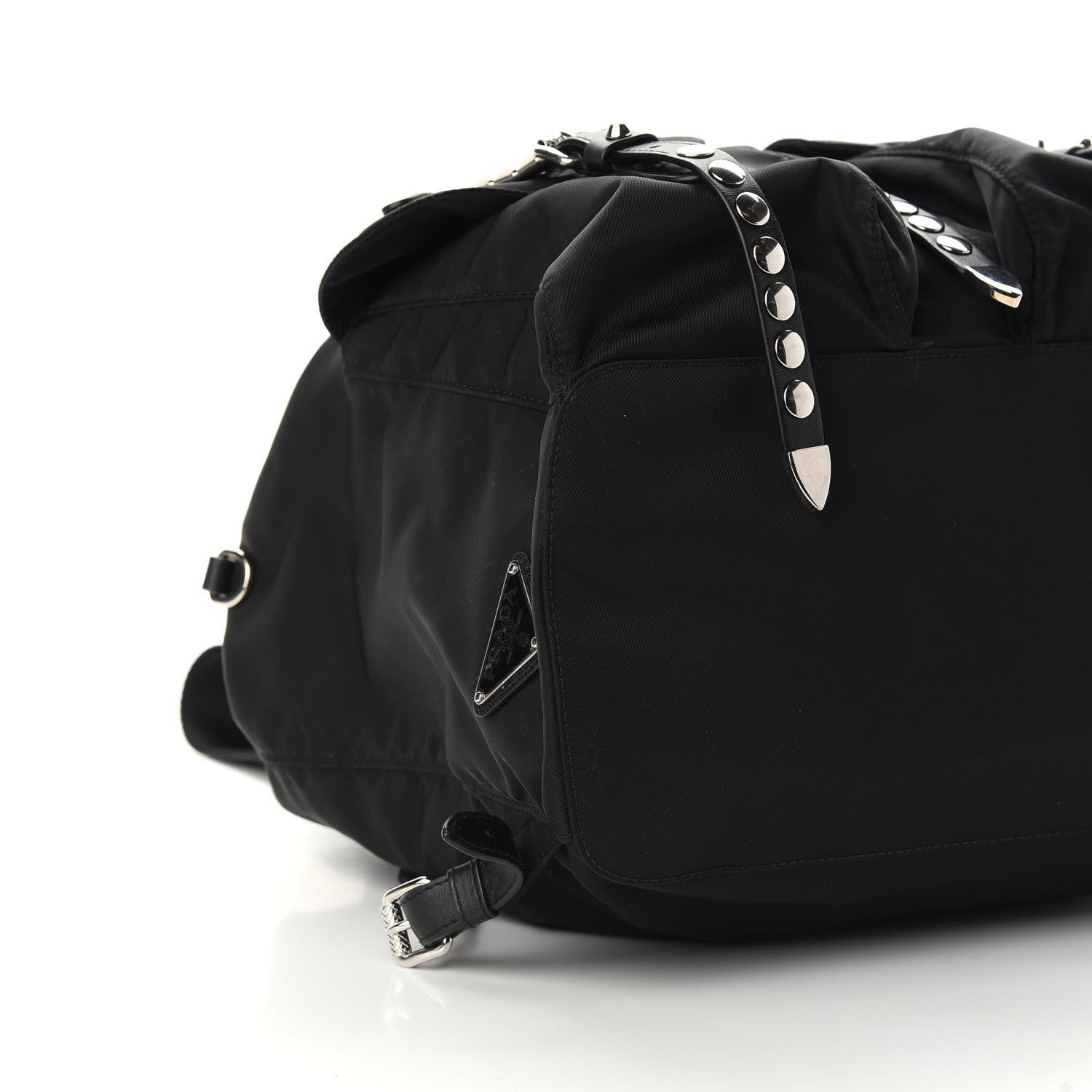 Prada Nylon New Vela Studded Backpack Black 5 of 9