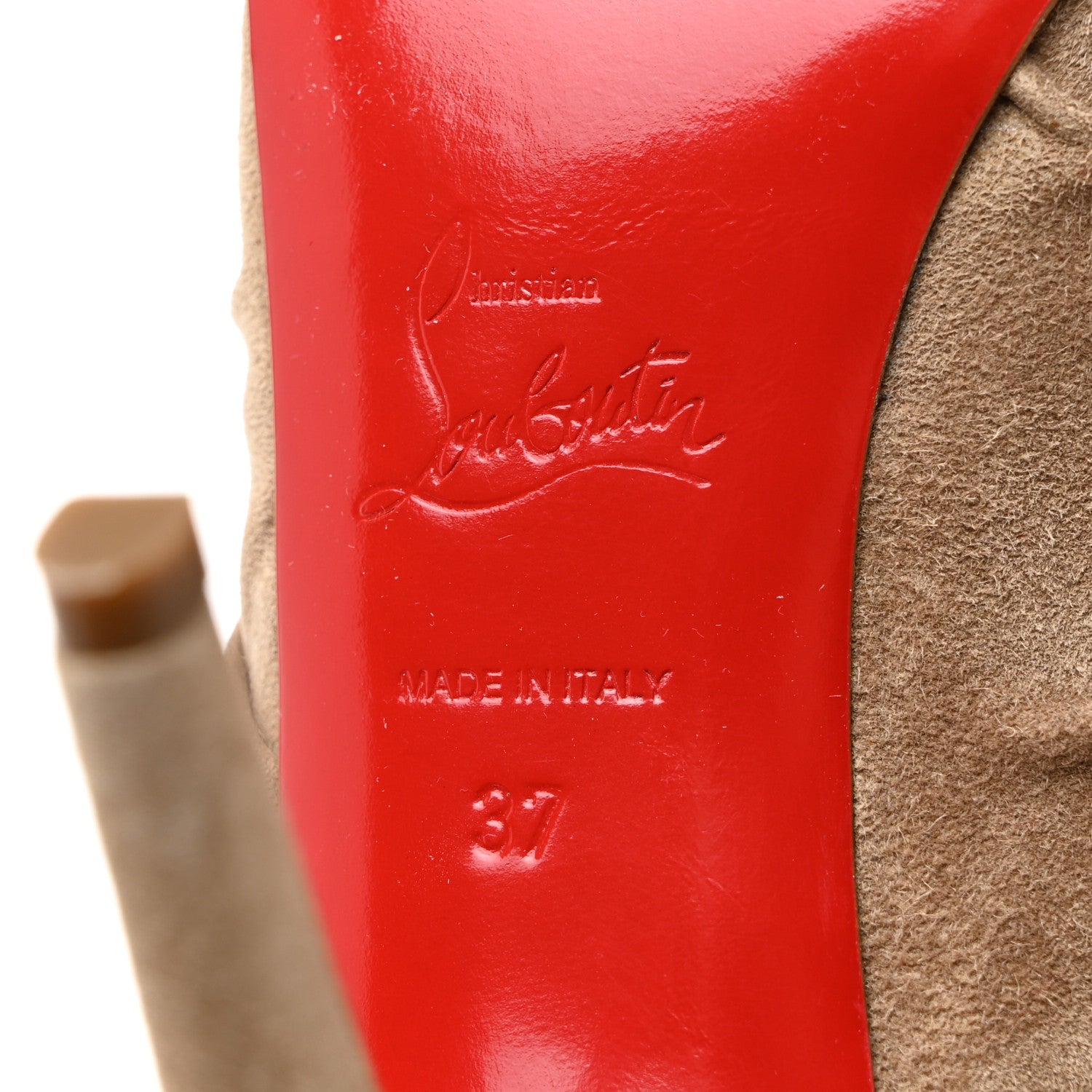 Christian Louboutin Veau Velours Piros 120 Boot 37 Naturale 7 of 8