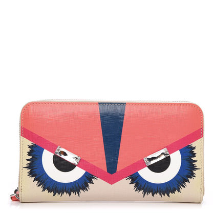 Fendi Vitello Elite Crystal Eye Monster Zip Around Wallet Bellini Multicolor 1 of 10