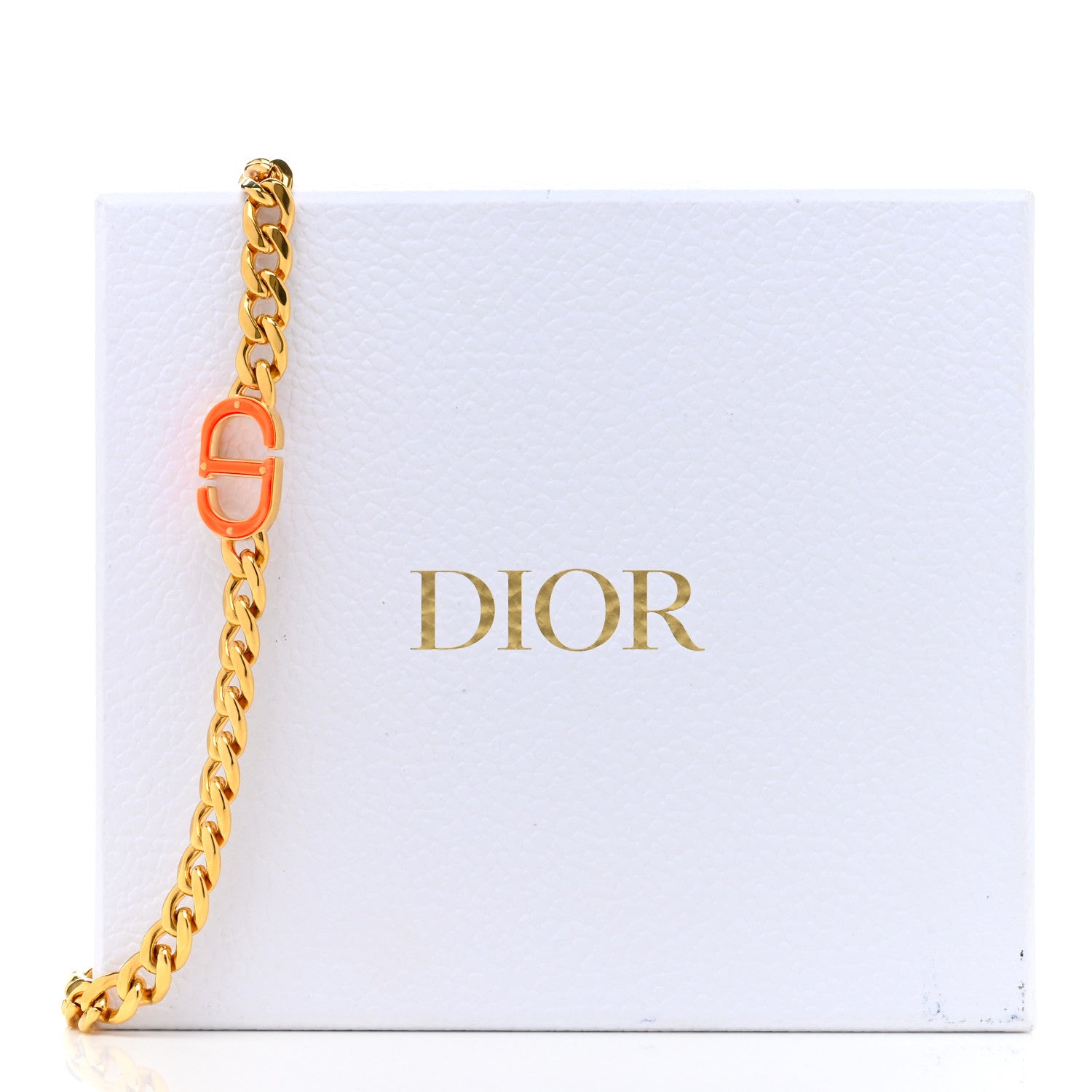 Christian Dior Metal CD Choker Necklace Gold Orange 6 of 6