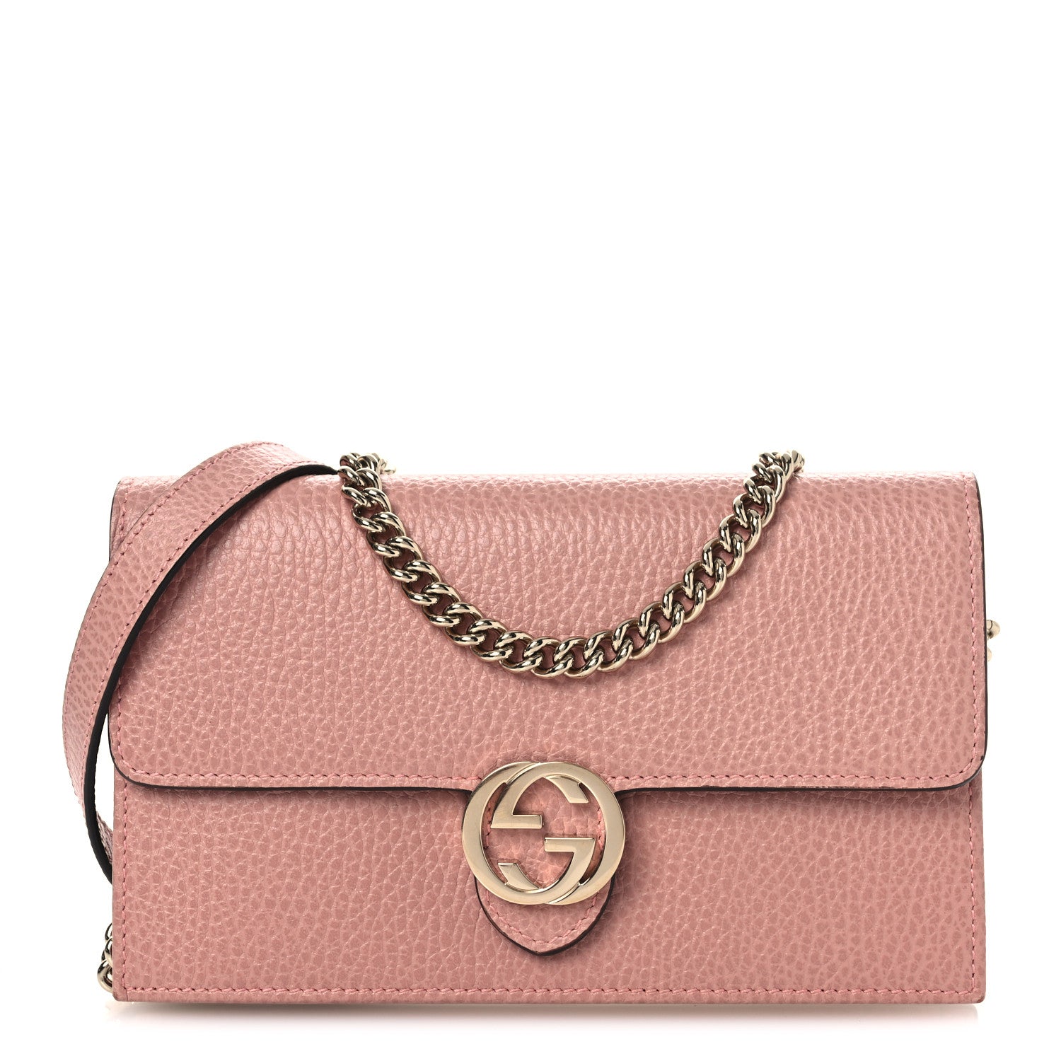Gucci Dollar Calfskin Interlocking G Chain Wallet Soft Pink 1 of 14