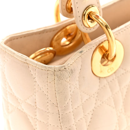 Christian Dior Lambskin Cannage Medium Lady Dior Beige 17 of 22