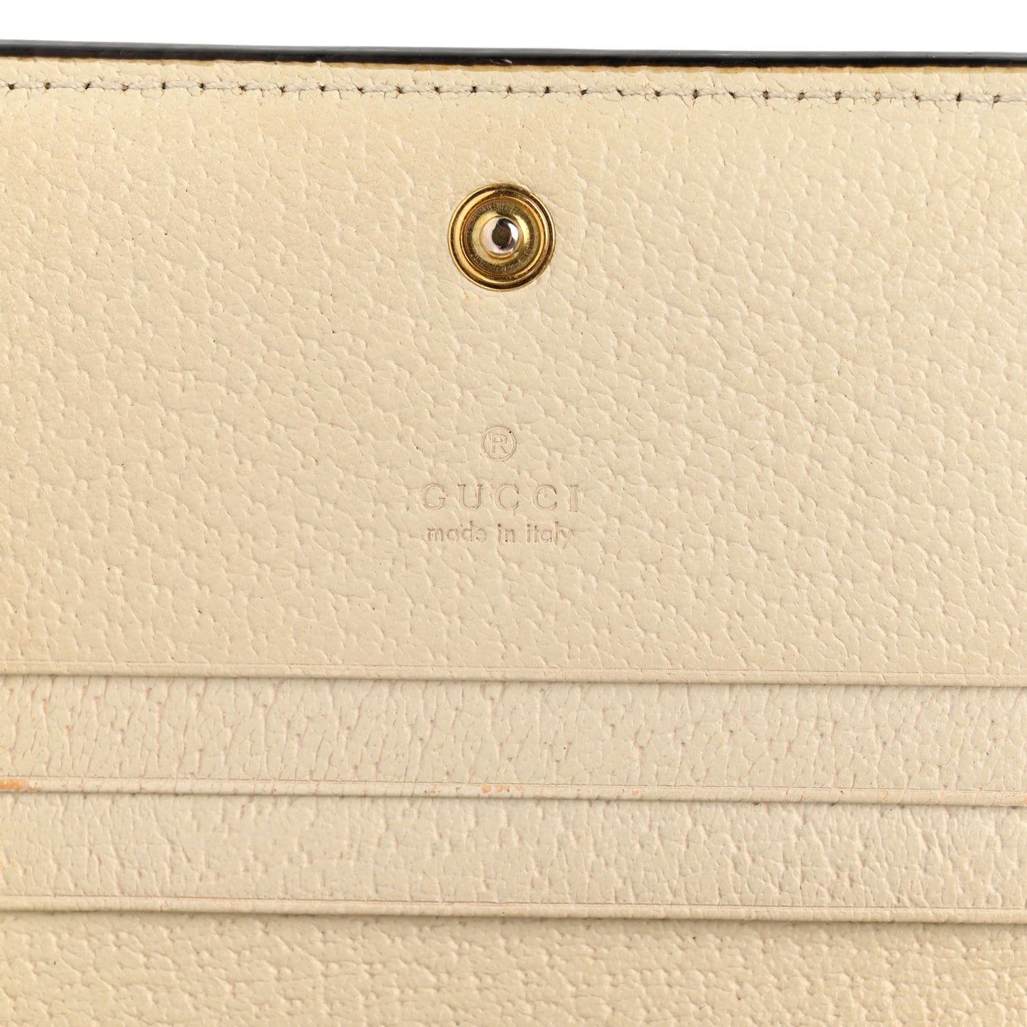 Textured Calfskin Web Ophidia Card Case Mystic White