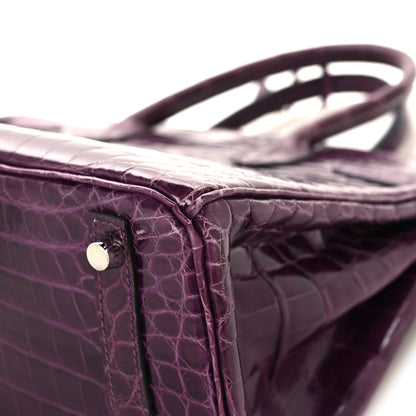 Hermes Shiny Niloticus Crocodile Birkin 30 Amethyst 12 of 14