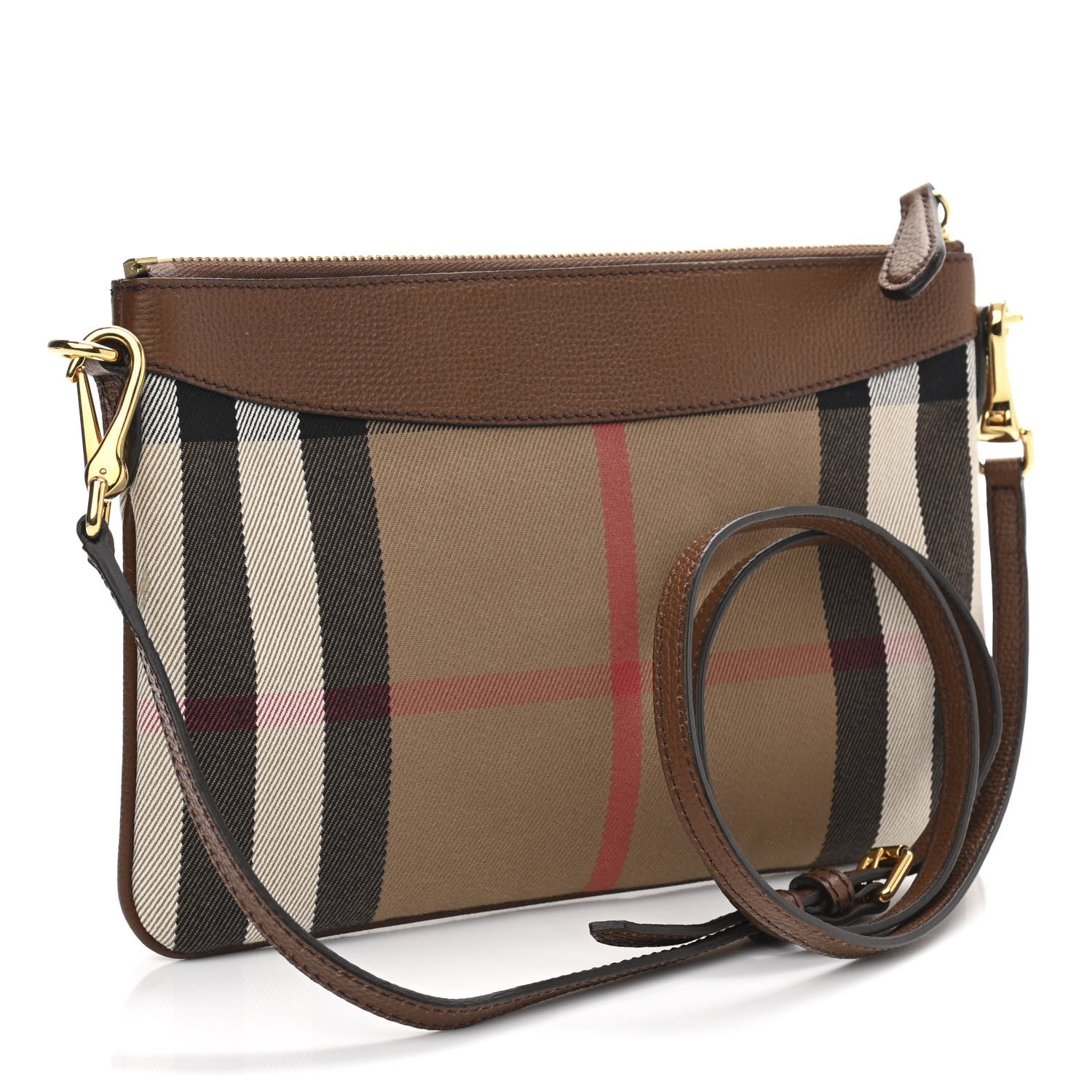Burberry House Check Derby Peyton Crossbody Clutch Bag Tan 3 of 10
