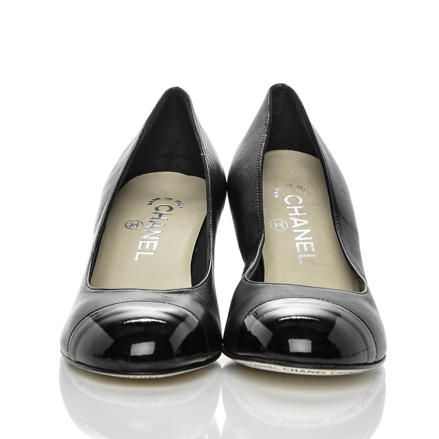 Lambskin Patent Cap Toe Wedges 36.5 Black