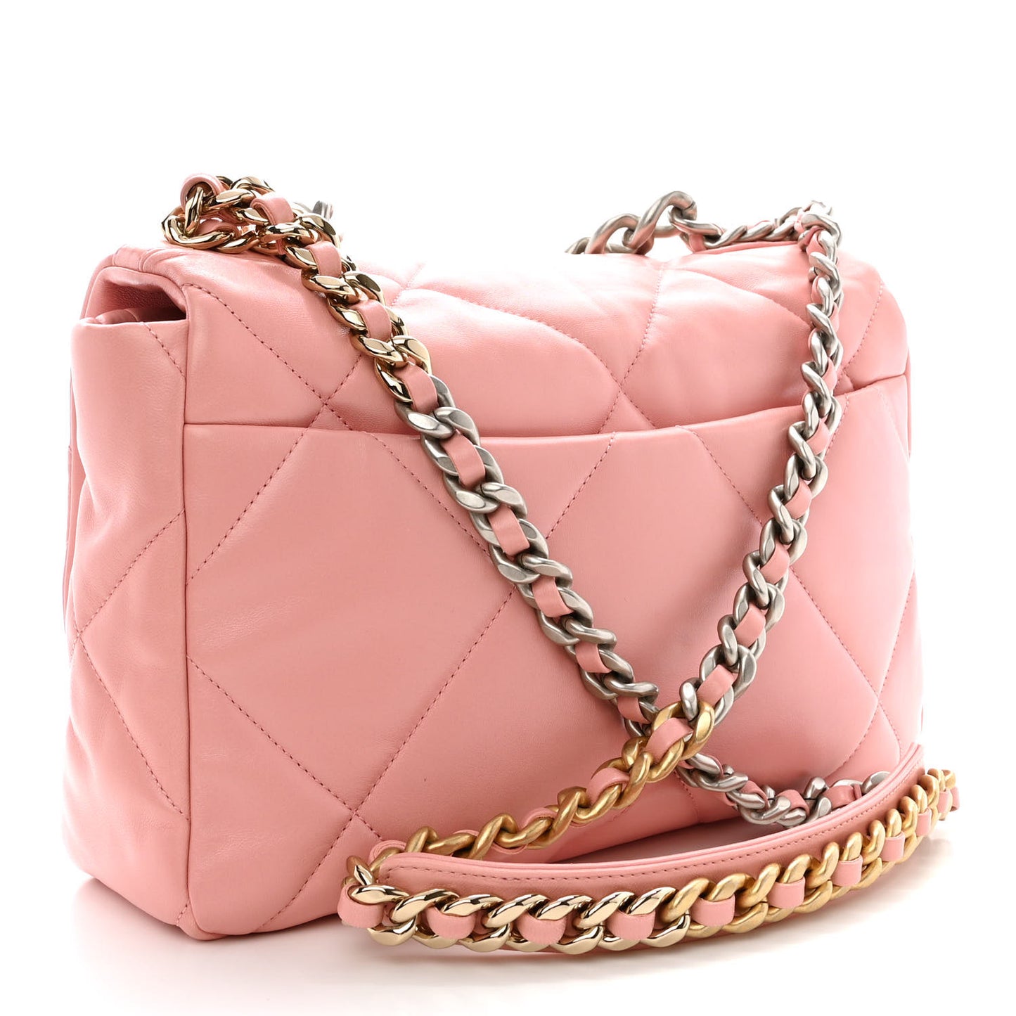 Lambskin Quilted Large Chanel 19 Flap Light Pink